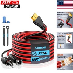 10AWG 10FT Solar to XT60i Cable, Gibbab 3 10 25FT Solar Panel Connector to XT60i