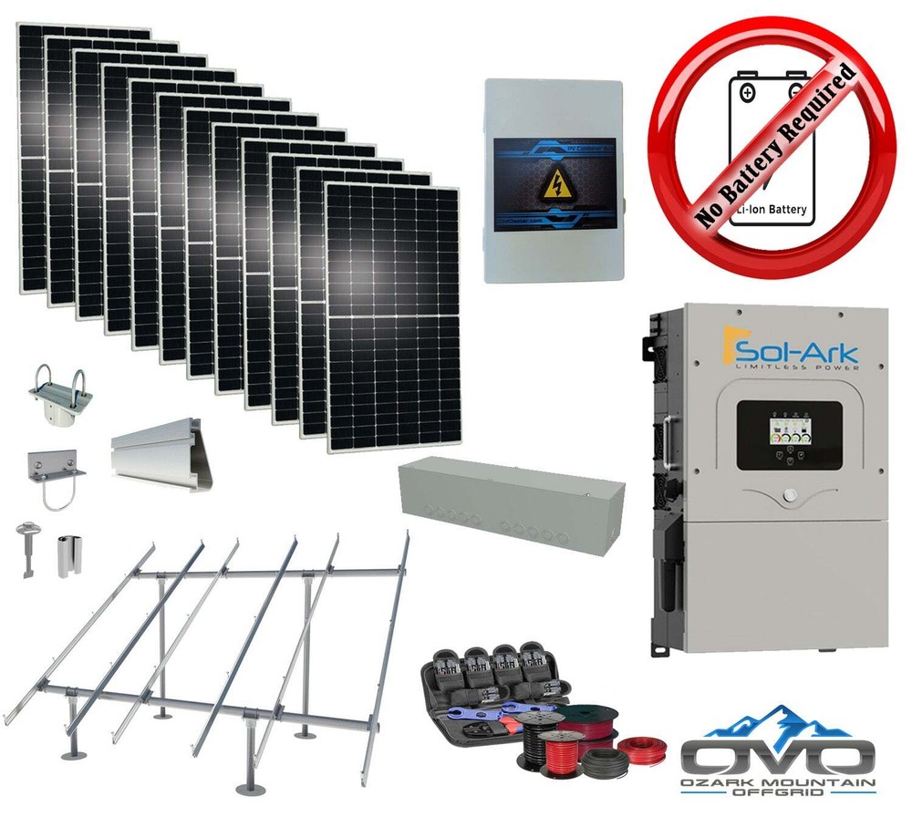 6KW Complete Offgrid Solar Kit + 15K Sol-Ark Inverter +6.6KW Solar with Ground M
