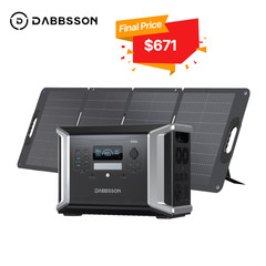 Dabbsson Power Station 1382Wh 2400W Solar Generator +120W Solar Panel for Backup