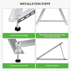 41in Adjustable Solar Panel Tilt Mount Brackets, Aluminum, 2-Set Foldable