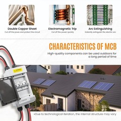 Solar Disconnect Switch 10A 400VDC PV Solar Panel Shut Off Switch Outdoor 2