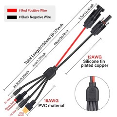 3ft/1m Solar Panel Extension Cable XT60 DC5521 DC7909 Connector Solar Panel Wire