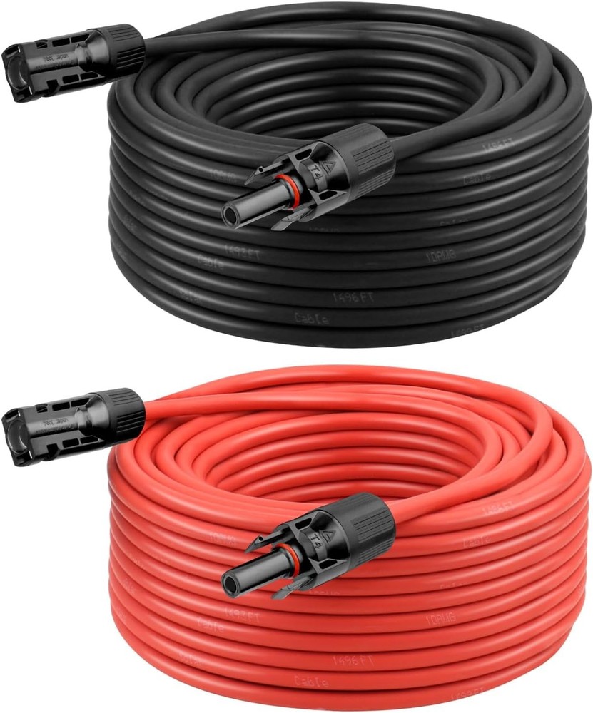 100FT 10AWG Tinned Copper Solar Panel Cable w/ Male/Female for RV