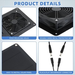 Tujoe 2 Sets Solar Powered Fan Kit Solar Panel Fan Kit 10w Weatherproof Dual …