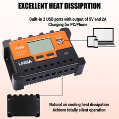 1/2 100A Solar Charger Controller Solar Panel Battery Intelligent Regulator 2USB