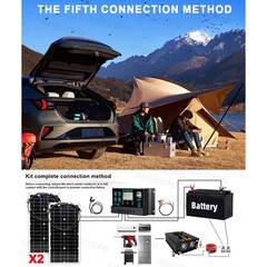 20000W Peak Solar System Kit 2pcs Flexible Panel DC12V/24V AC110V 220V Inverter
