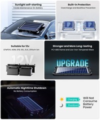 Upgraded 7.5W-Solar-Battery-Trickle-Charger-Maintainer-12V Portable Waterproo…
