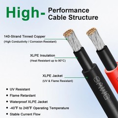 XRDS -RF Solar Cable 20FT, 8AWG Solar Extension Cable with Male and Female So…