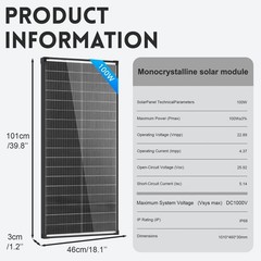2Pack(200W) Bifacial Solar Panel 100Watt 18V N-Type Mono Home PV Power Off-Grid