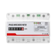 Rail Mounted Digital Three Phase Four Wire Energy Meter 100A 380V Measurement