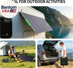 200W Portable Solar Panel for Power Station, Foldable Solar Charger W/ 4 Kicksta