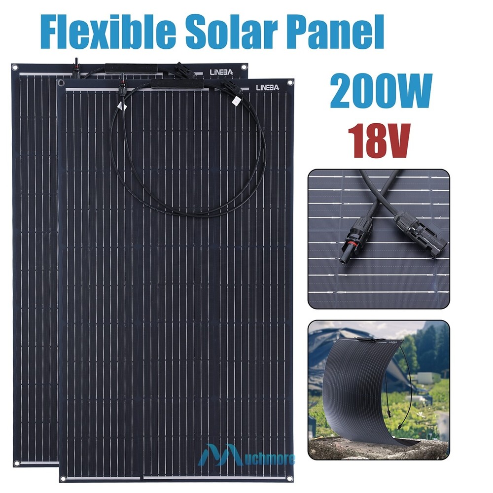 200W 2*100W Flexible Mono Portable Solar Panel 18V IP68 for Home/Caravan/RV/Boat
