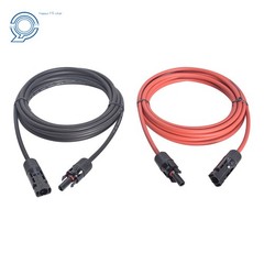 1 Pair 10ft Black and Red Solar Panel Extension Cable Wire Connector 12AWG