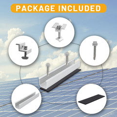 14/12/10/6Pcs Solar Panel Mounting Brackets Mid and End Clamps and Rails Kit for
