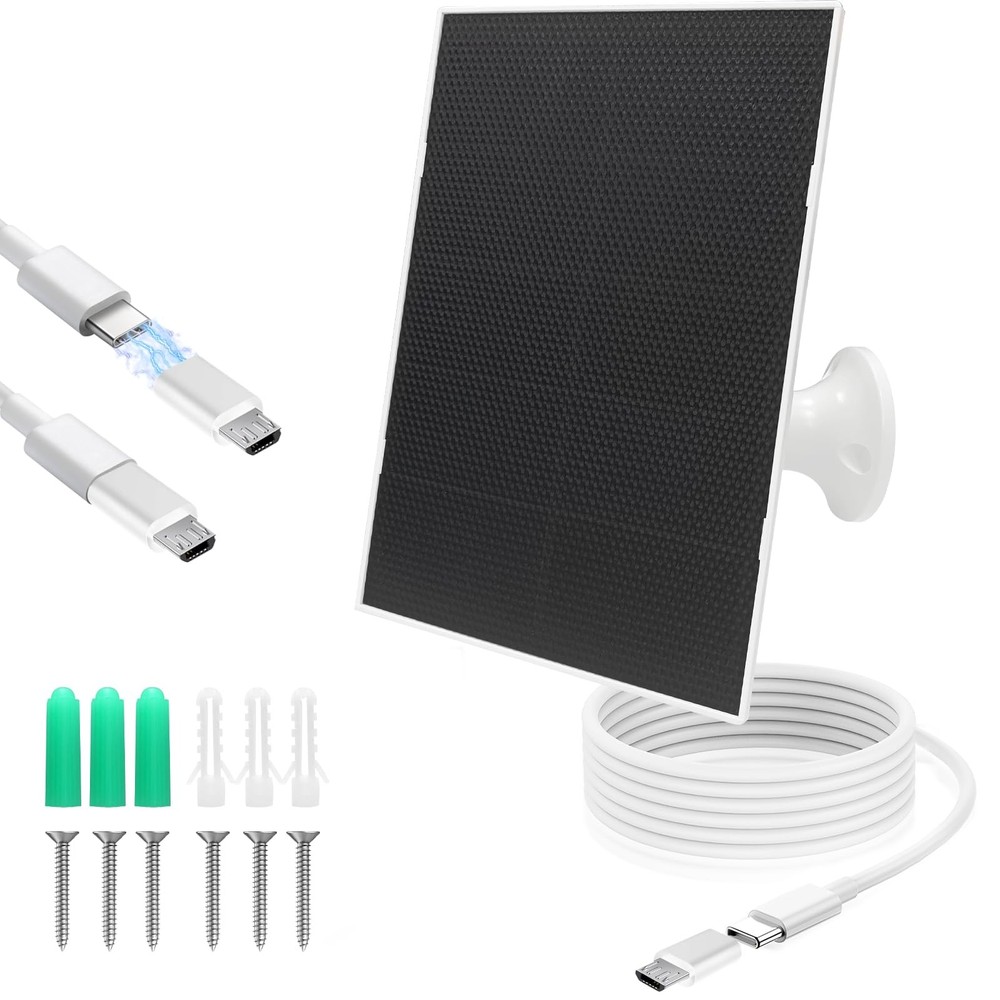 4W Solar Panel Security Camera Type C Micro Charger Rechargeable Battery