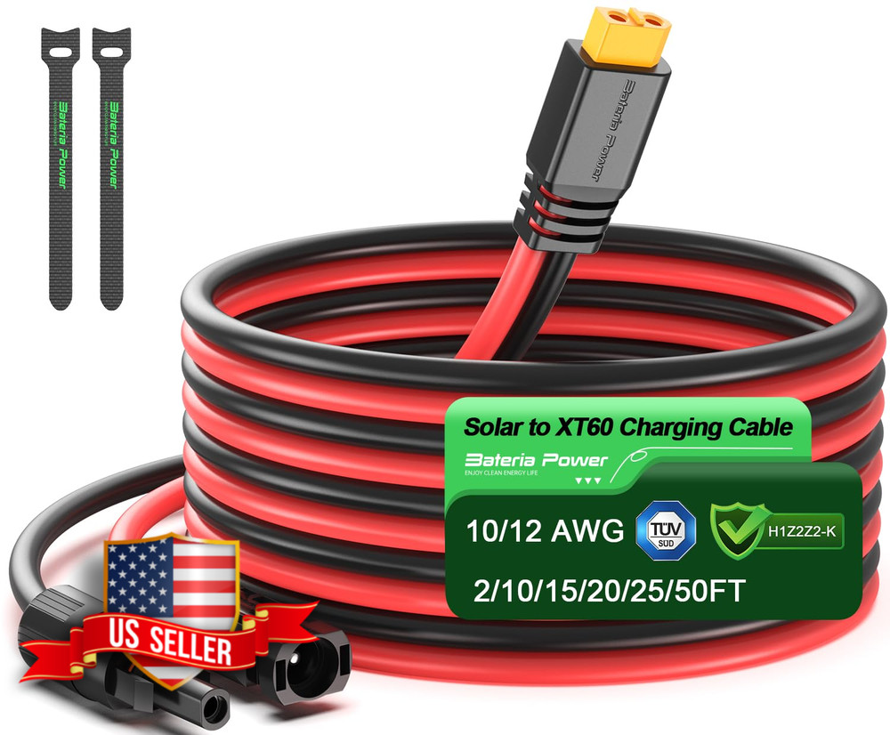 10 Ft Solar to XT60 Extension Cable for Portable Power Stations & RVs