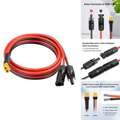 XRDS -RF Solar Connector XT60 Cable 6FT, 10AWG Solar XT60 Female Extension