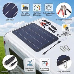 Solar Battery Charger Maintainer 18V 30W Monocrystalline for Car RV Trailer 12V