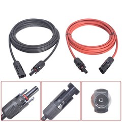1 Pair 15ft 12AWG Black+Red Solar Panel Extension Cable Wire Connector