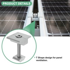 12pcs Solar Panel Mount Mid Clamps t Clips 45mm Aluminum for RVs White