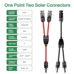 30A Y Branch Solar Connector Kit Waterproof Parallel Adapter for Solar Panels