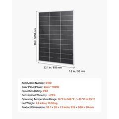 Uimoso 2PCS 100W Dual-Sided Solar Panels with 23% Efficiency Monocrystalline