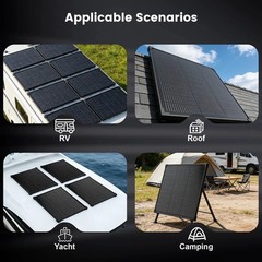 AeternaSol 50W 12V Solar Panel N-Type Mono Home RV Off Grid Battery Roof RV US