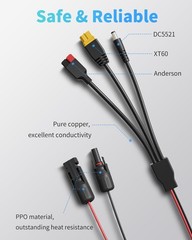 Solar Charge Cable Adapter 3-in-1 for XT60, DC5521, Anderson (2.5M/8.5Ft)
