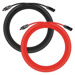 1 Pair Solar Panel Extension Cable Wire Black & Red 10AWG Gauge 6mm² Connector
