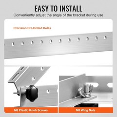 50-Inch Solar Panel Mounting Brackets, 0-90° Tilt, 100-550W