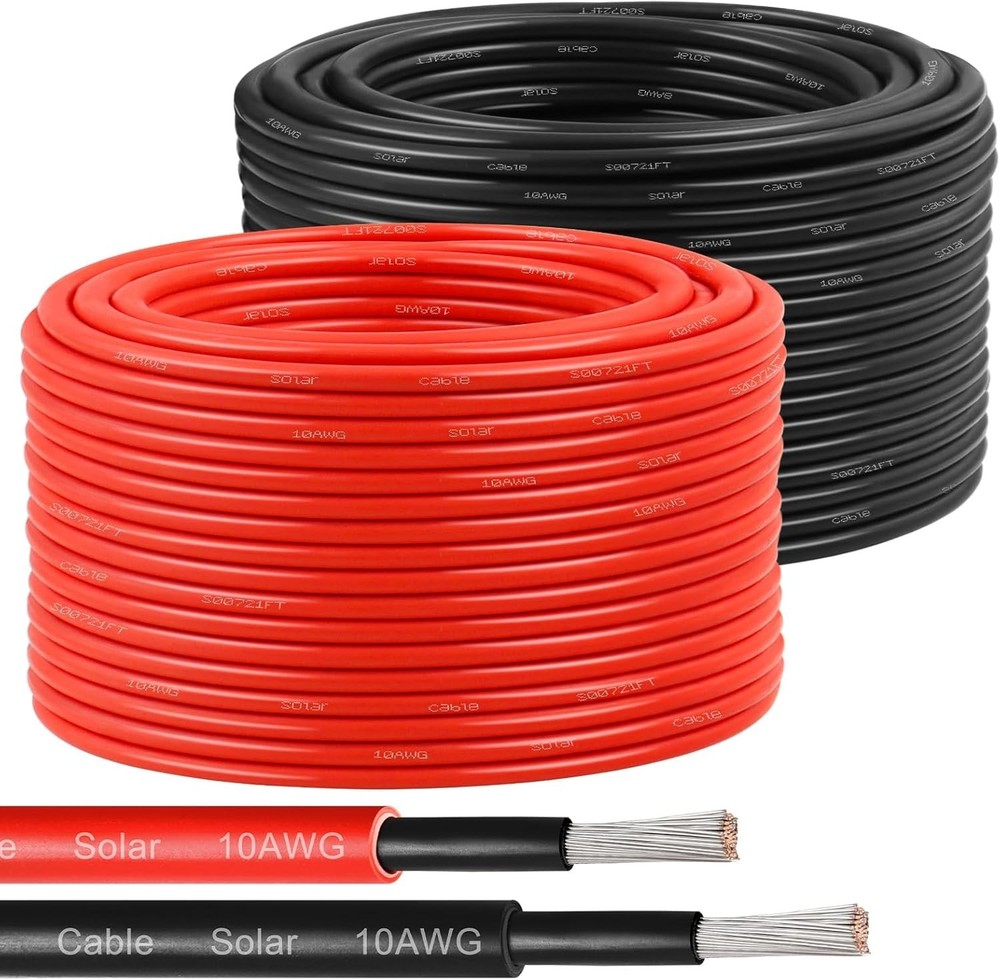 Solar Panel Wire 10 AWG(6mm²) – Solar Extension Cable 200Ft Black & 200Ft Red 10