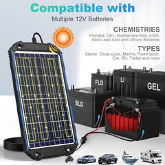 Waterproof 10W 12V Solar Battery Charger & Maintainer Pro, Built-In Ultrasmart M