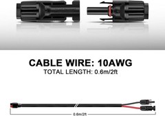 Heavy-Duty Solar Panel Cable Kit – 2ft Male-to-Male Connection for Marine & RV
