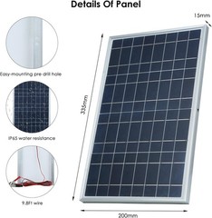 30W 12V Solar Battery Charger & Maintainer, Waterproof Trickle Charging Kit