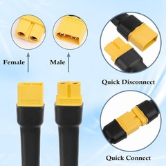 2PCS 10AWG XT60 Extension Cable – Male to Female, Waterproof Durable Design