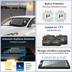 12V Solar Battery Charger Maintainer Compatible With Car Motorcycle Boat RV T…