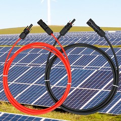 Solar Panel PV Cable DC Rated 2.5mm² 4mm² 6mm² + Connector Crimp Wire Red/Black