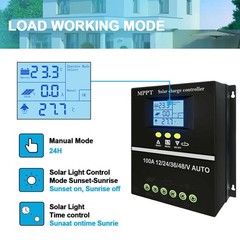 60A 80A 100A LCD Solar Charger Controller 12V-48V Battery Regulator Max PV 90VDC