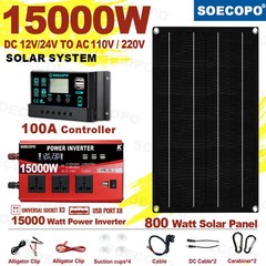 15000W High-Power Solar Inverter Kit | SOECOPO 800W Panel + Controller +Inverter