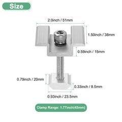 20pcs Solar Panel Mount Mid Clamps 45mm Aluminum for RVs White