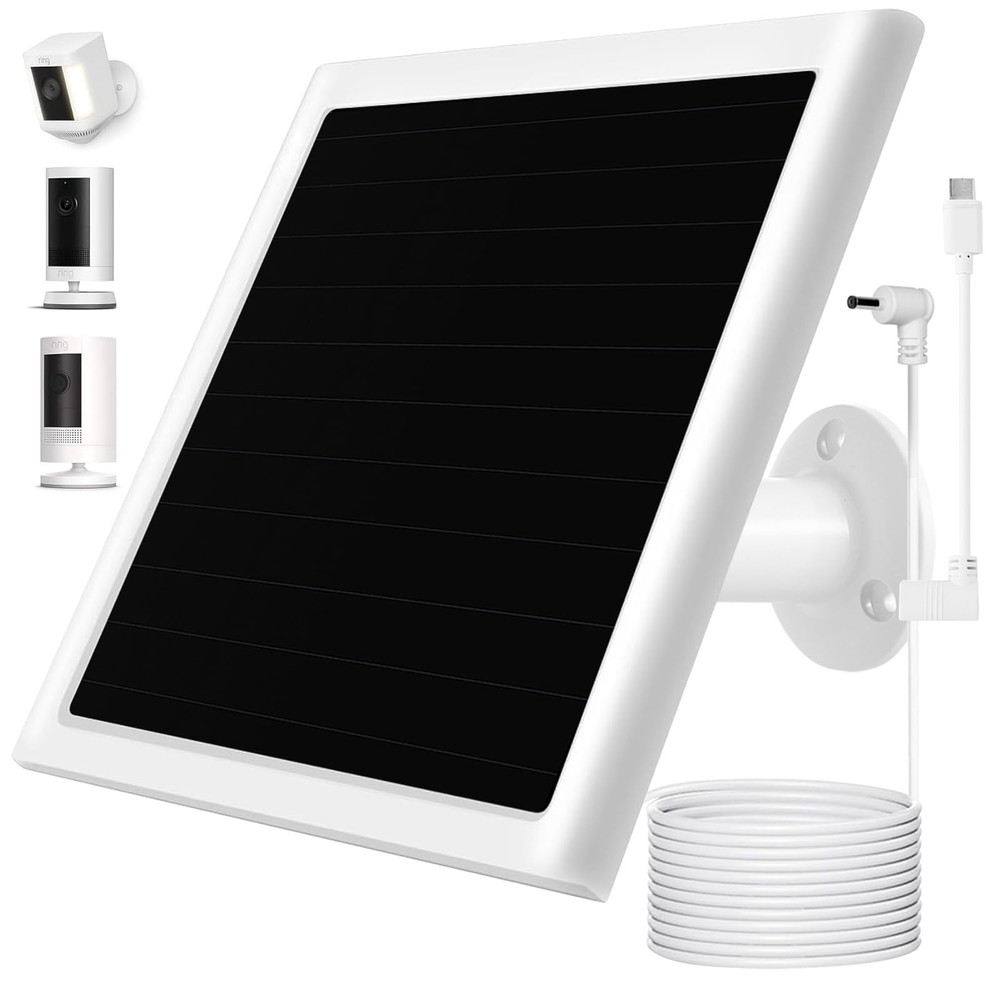 6W Solar Panel Charger for Ring Camera, Compatible with Ri ng Stick Up Camera an