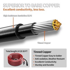 10AWG Solar Extension Cable 30FT Red Black w/ Connectors 10 Gauge
