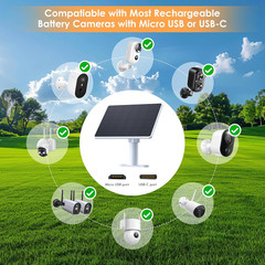 Solar Panel for Security Camera,6W Solar Panels with Micro USB&USB-C Port