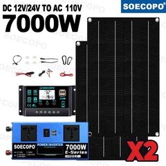 7000W Solar Bundle: 12V24V to 110V/220V Inverter + 2pcs High-Efficiency SolaE4