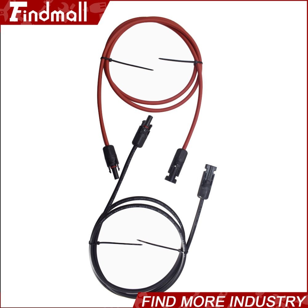 Findmall 1 Pair 15FT Durable Solar Panel Extension Cable Wire Connector 12AWG