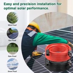 Solar Panel Extension Cable – 10AWG 5FT Solar Wire Cord 10 Gauge PV Wire with…