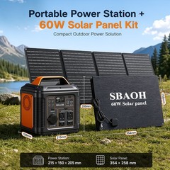 SBAOH 296Wh Portable Power Station and 60W Solar Panel Travel Kit (New)