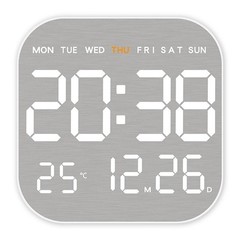 LED Digital Alarm Clock with Temperature and Day Display Adjustable Brightness