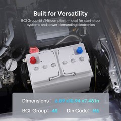 Renogy 12V 70AH Start-Stop AGM Battery Group 48 Start Stop Automotive Battery