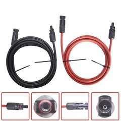 1 Pair 10 Feet Black + Red Solar Panel Extension Cable 10AWG Wire Connector